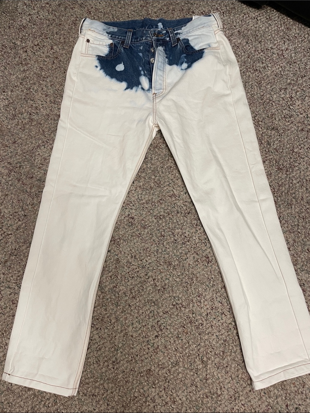 Balenciaga blue bleached to White Jeans with button fly - authentic